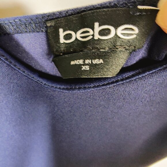 bebe Women's XS Navy Adjustable Spaghetti-Strap Mini Dress NWT - Picture 6 of 9